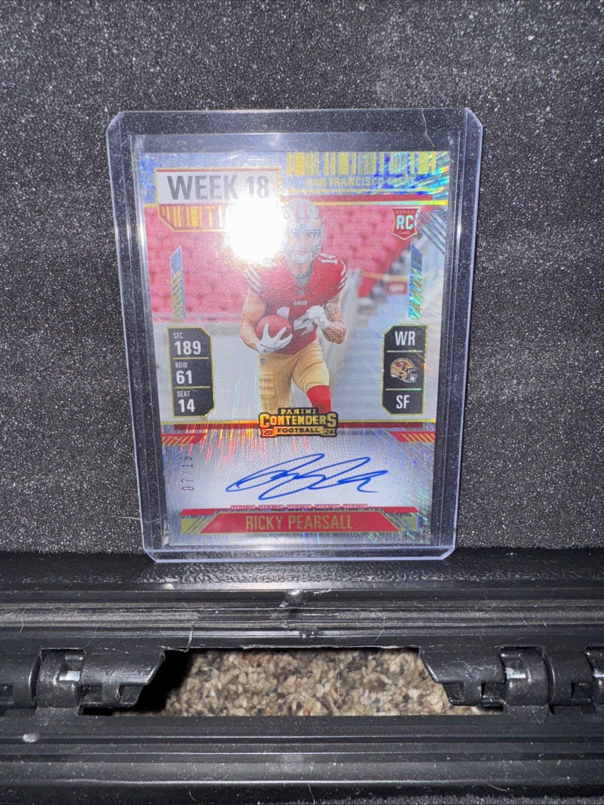 Ricky Pearsall 2024 Panini Contenders Week 18 Ticket RPS On-Card Auto RC #7/18