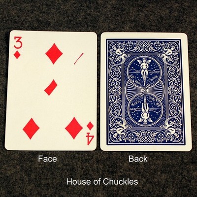 3 of Diamonds / 4 - Half Diagonal, Bicycle Printed Gaff Card, Blue