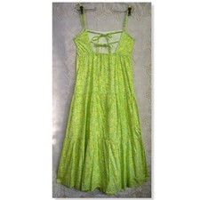 Faithfull the Brand Sz 4 Sm Nyree Midi Cremona Green Floral Tiered Cotton Dress