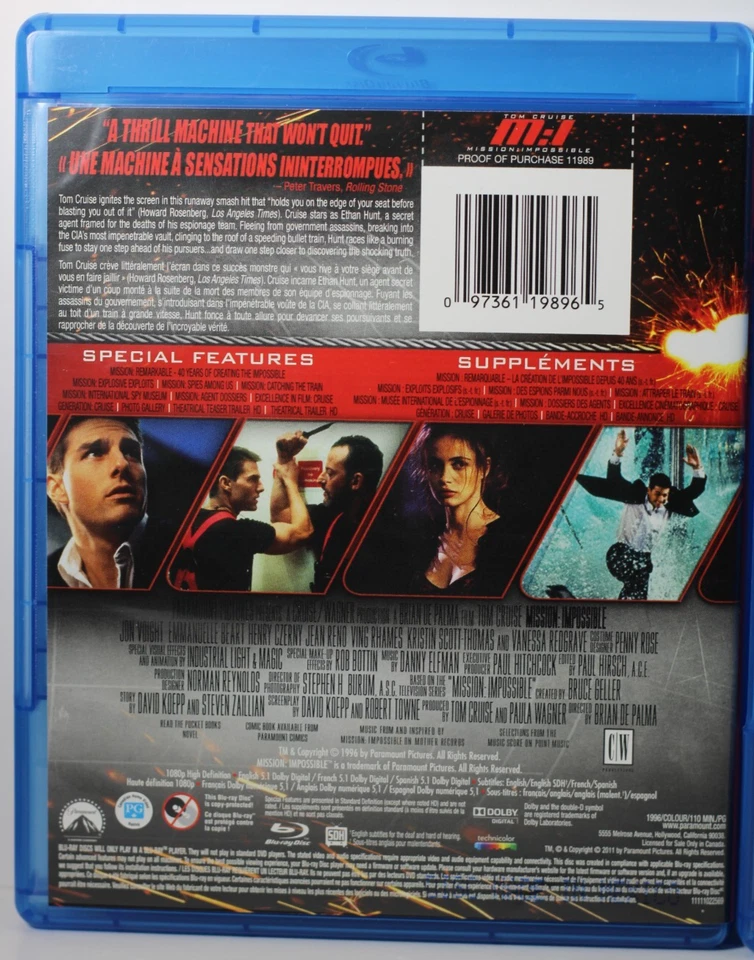 Mission: Impossible: ExtremeTrilogy (Blu-ray, 1996) Bilingual - Image 3 of 4