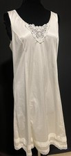 Vintage Silky Nylon Slip Nightgown with embroidery and lace