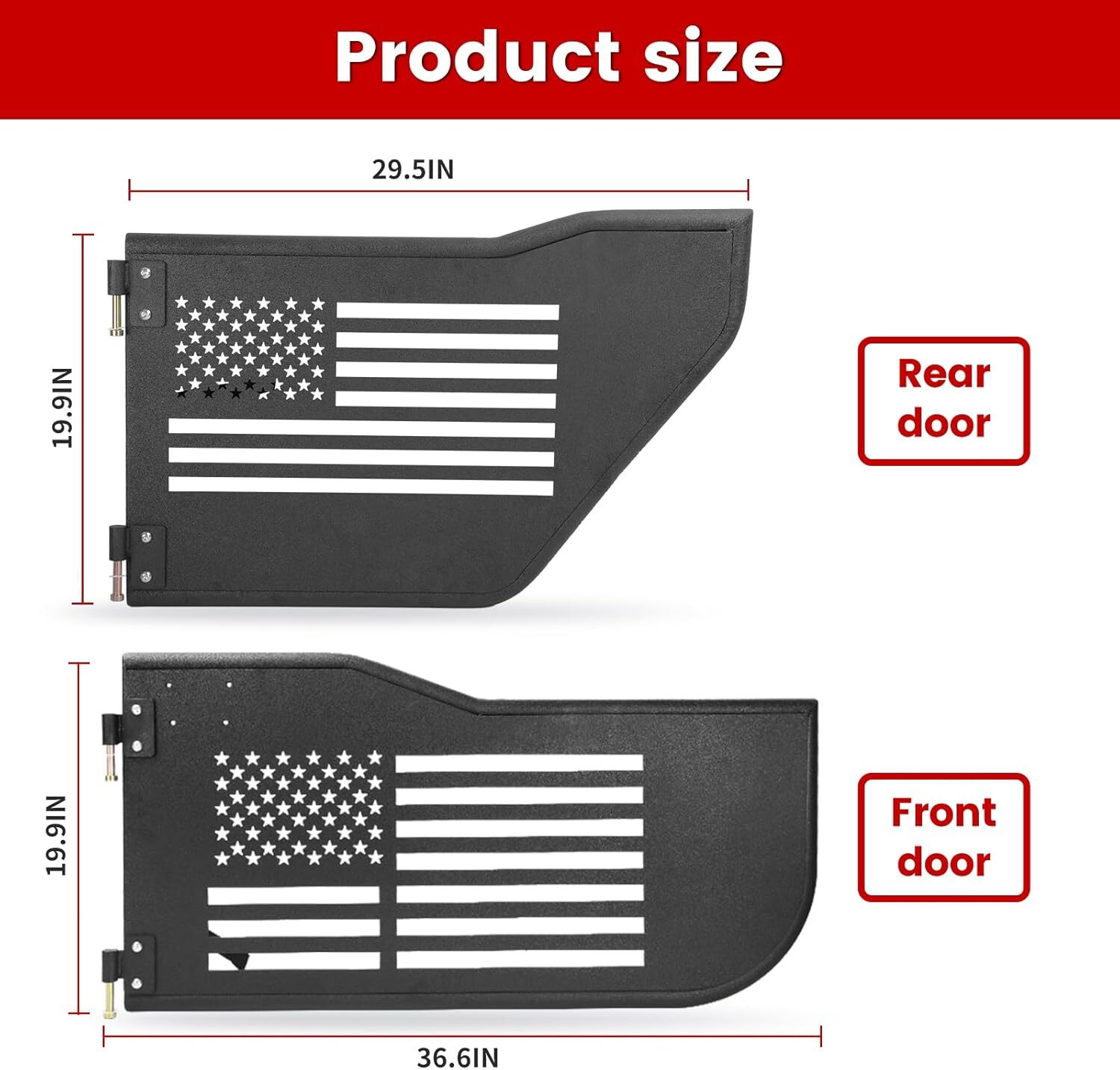 Off-Road Tubular Doors for 2007-2018 Jeep Wrangler JK 4 Door with Side Mirrors thumbnail 4