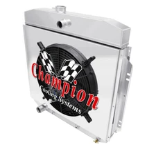 3Row Champion Radiator,16" SPAL Fan, Shroud for 1957-1960 Ford F-100 Ford Config