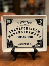 Magenta Ouija Board Spirits Cheese Tray - M Stamped, White With Black Printing