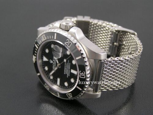 CINTURINO OROLOGIO MAGLIA SQUALO ACCIAIO BRACCIALE PER OROLOGIO OMEGA SPEEDMASTER SEAMASTER 20mm - Foto 2 di 7