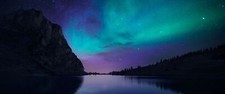 Landscape lake aurorae night nature sky water low light Custom Gaming Mat Desk