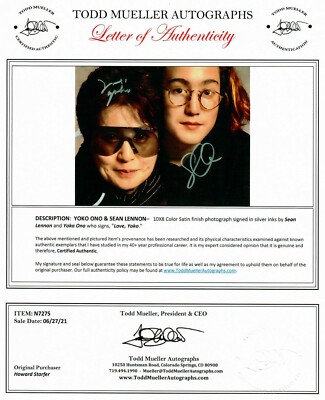RARE IMAGE “Yoko Ono & Sean Lennon” Hand Signed 10X8 Color Photo
