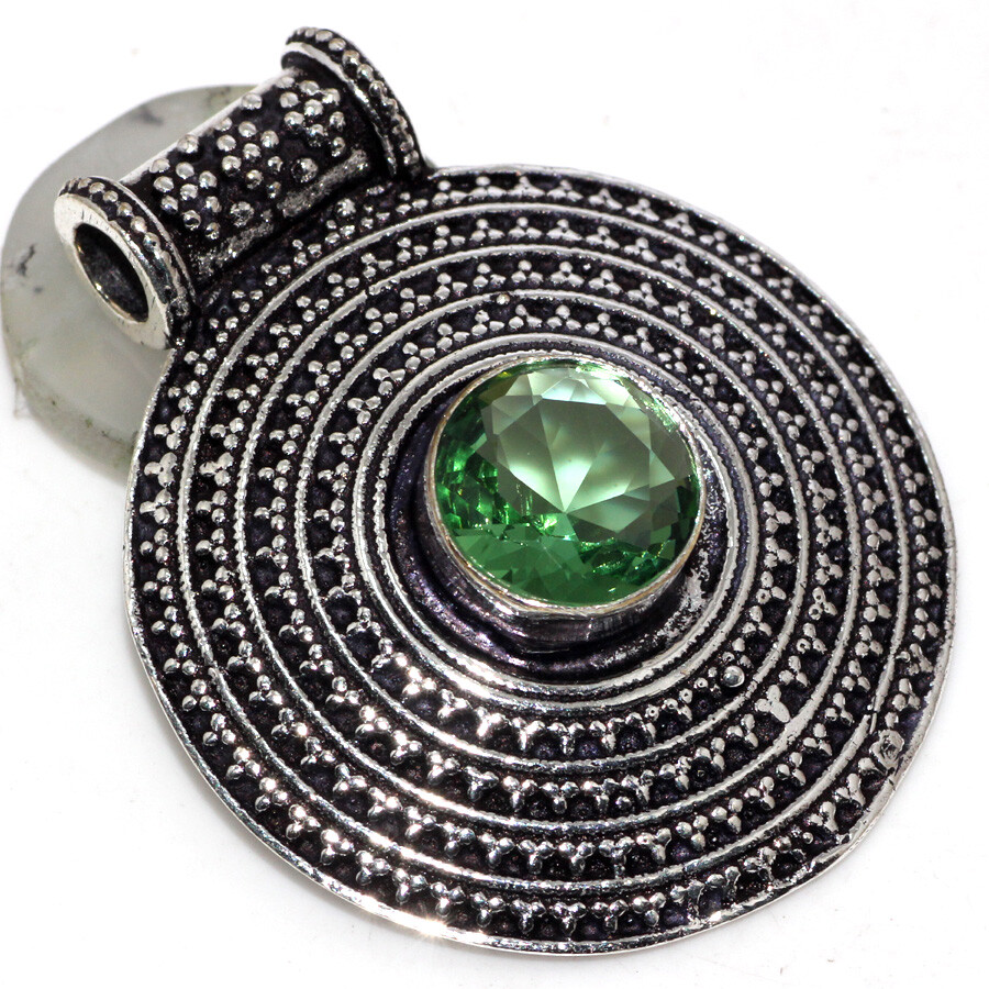 Citrine 925 Silver Plated Antique Gemstone Pendant Necklace 1.8 Inch Womens Jewelry Gift