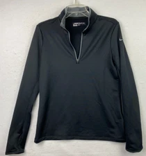Nike Golf Jacket Mens Large Black Dri-Fit 1/4 Zip Performance Pullover Golfing