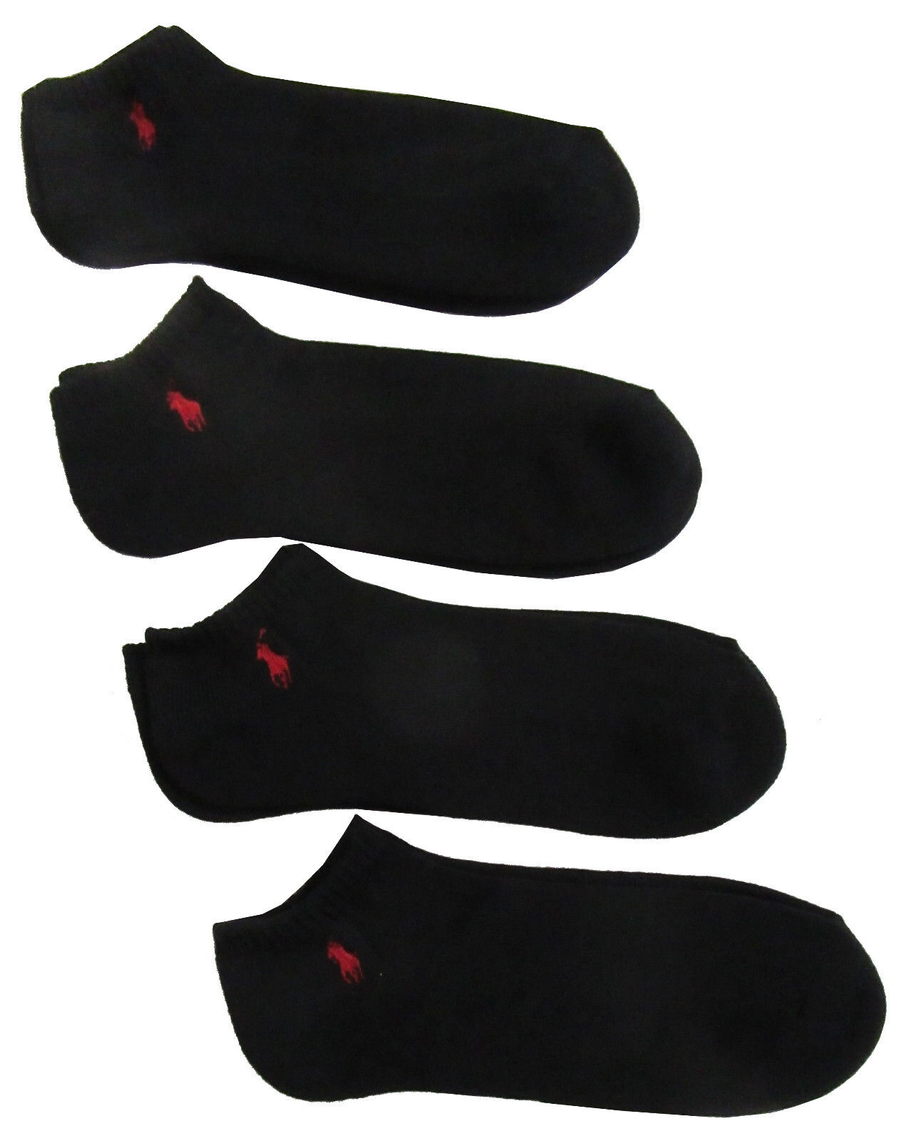 Polo Ralph Lauren Calzini Uomo Taglio Basso Nero con Pony Rosso Confezione da 4