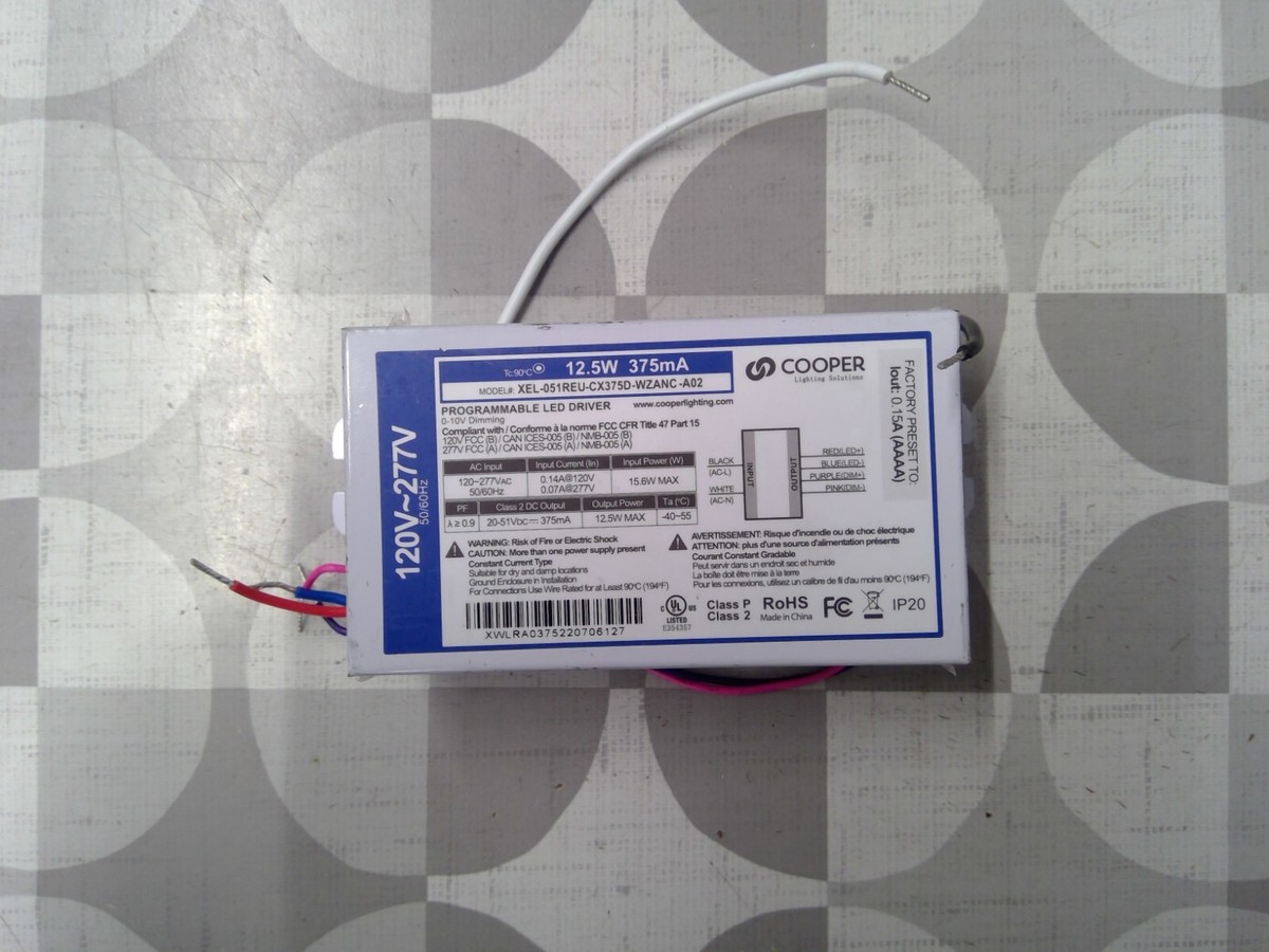 Cooper XEL-051REU-CX375D-WZANC-A02 120/277V 12.5W LED Driver