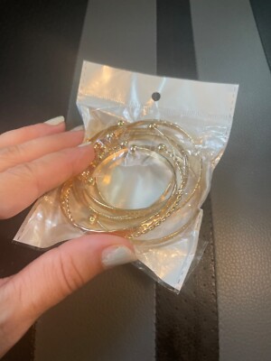 golden color bracelets alloy 7 set heat star rombus design