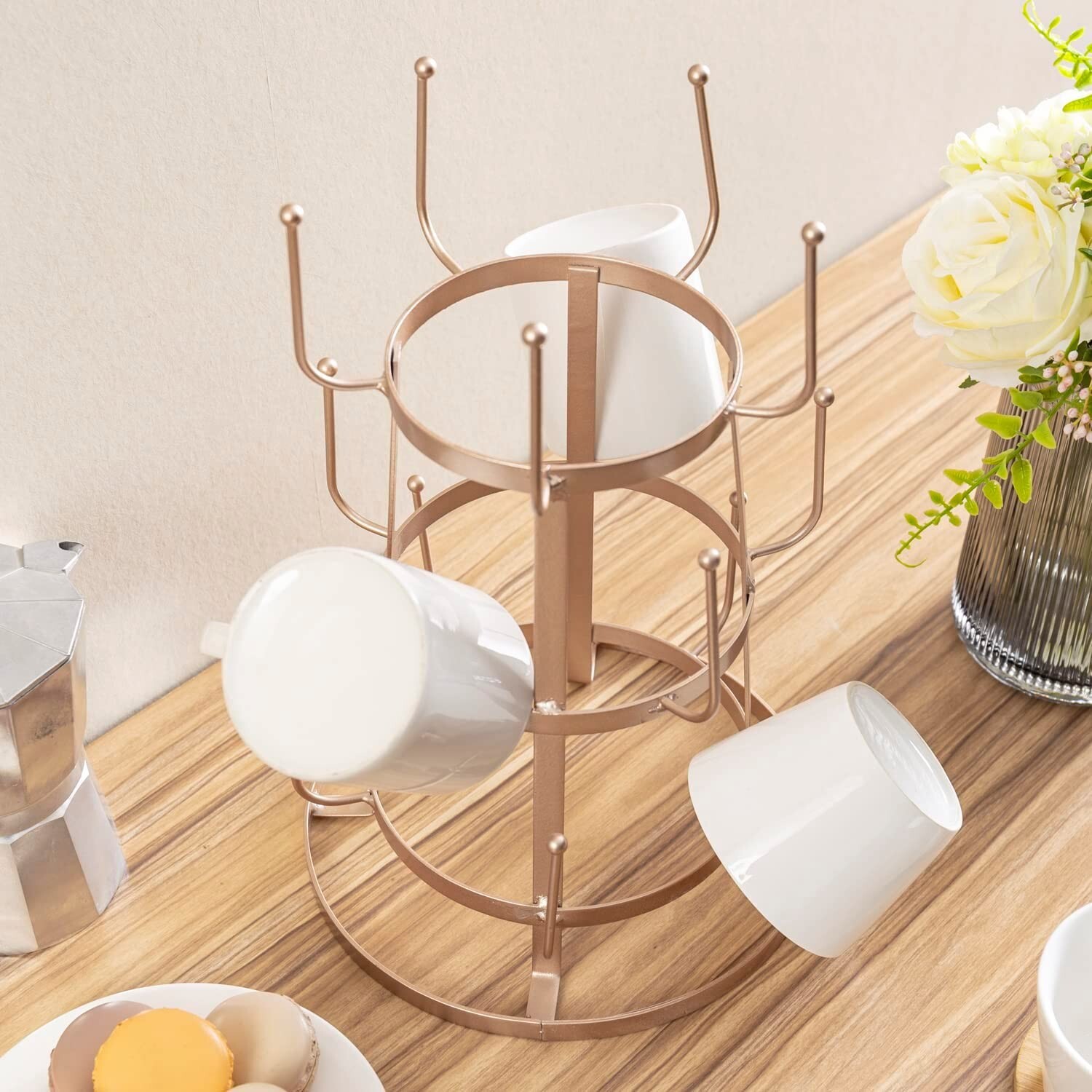 tabletop-rose-gold-metal-coffee-mug-holder-countertop-drinking-cup