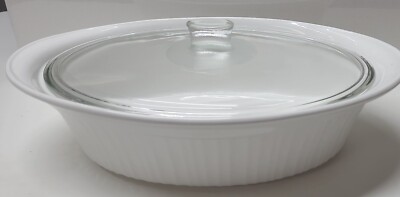 Corning Ware French White 4 QT 3.8 L Oval Roaster Casserole Pyrex Lid CW 34C 