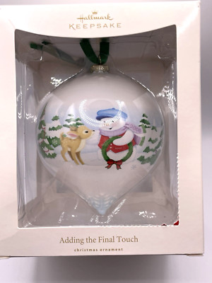 2008 Hallmark ADDING THE FINAL TOUCH Christmas Ornament CERAMIC Snowball Tuxedo