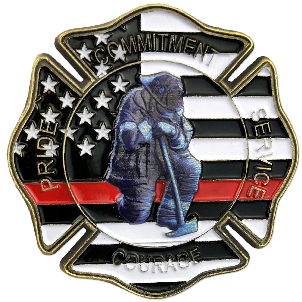 Firefighter Prayer Coin Thin Red Line US Flag Challenge Coin Appreciation Gifts
