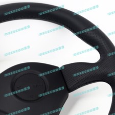 Black Stitch 355mm Leather 3 Deep Dish Steering Wheel For Omp Momo Nismo Nissan