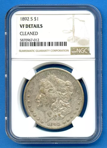 1892 S NGC VF Details Morgan Dollar $1 US Silver Rare Key 1892-S Under Graded