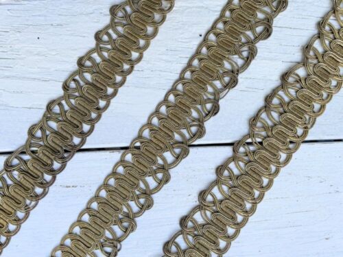 Antique 1800's French Empire Gold Metallic Braid Trim By The 1/2 Yard - Picture 1 of 4