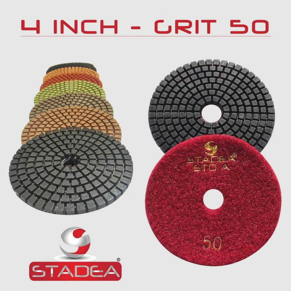 Stadea 4" Wet Diamond Polishing Pads For Granite Marble Concrete Stone - 1Pcs