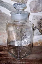 vintage antique 11" apothecary store ground lid candy jar spiral top