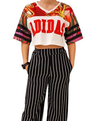 adidas Originals X Rita Ora S23576 Dragon Print Crop Top Shirt Gr. 38 w. NEU