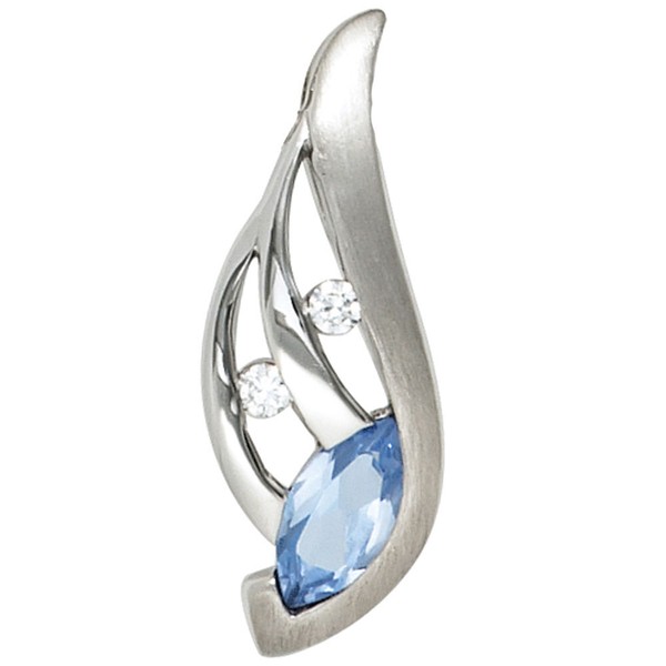AnhäNger Zirkonia Blau & Weiß 925 Silber Rhodiniert Halsschmuck Damen-image