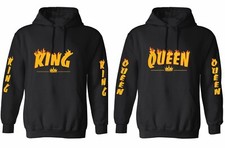King and Queen Sudaderas con Capucha para Pareja Sudadera con Capucha Adultos + Niños