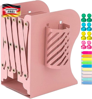 Verstellbare Buchstütze Kinder & Büro mit Stifthalter, 3 Fächer, rosa