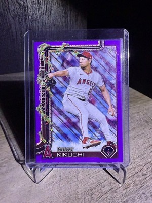 2025 Topps Holiday Yusei Kikuchi Purple Glitter /99 #H59 Los Angeles Angels