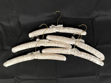 VTG Ivory Satin Covered Hangers Padded Ribbons Lot of 5