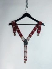 VINTAGE 80s 90s Levi Strauss Co Suspenders Braces Burgundy Brass Clips USA