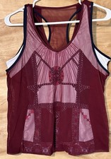 Lucky in Love Woman Lg Sleeveless Racerback Tank Top Mesh Tennis Pickleball