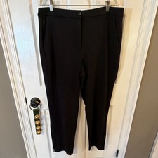 Halston Women’s Black Pleated Front Solid Dress Pants Button Closure Regular XL