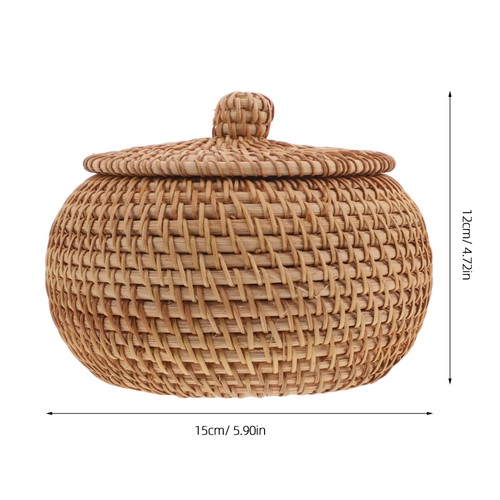 Vietnamesische Neujahrsbox: Rattan geflochtene Box mit Deckel rund Weidenkorb Aufbewahrungskorb - Bild 6 von 12