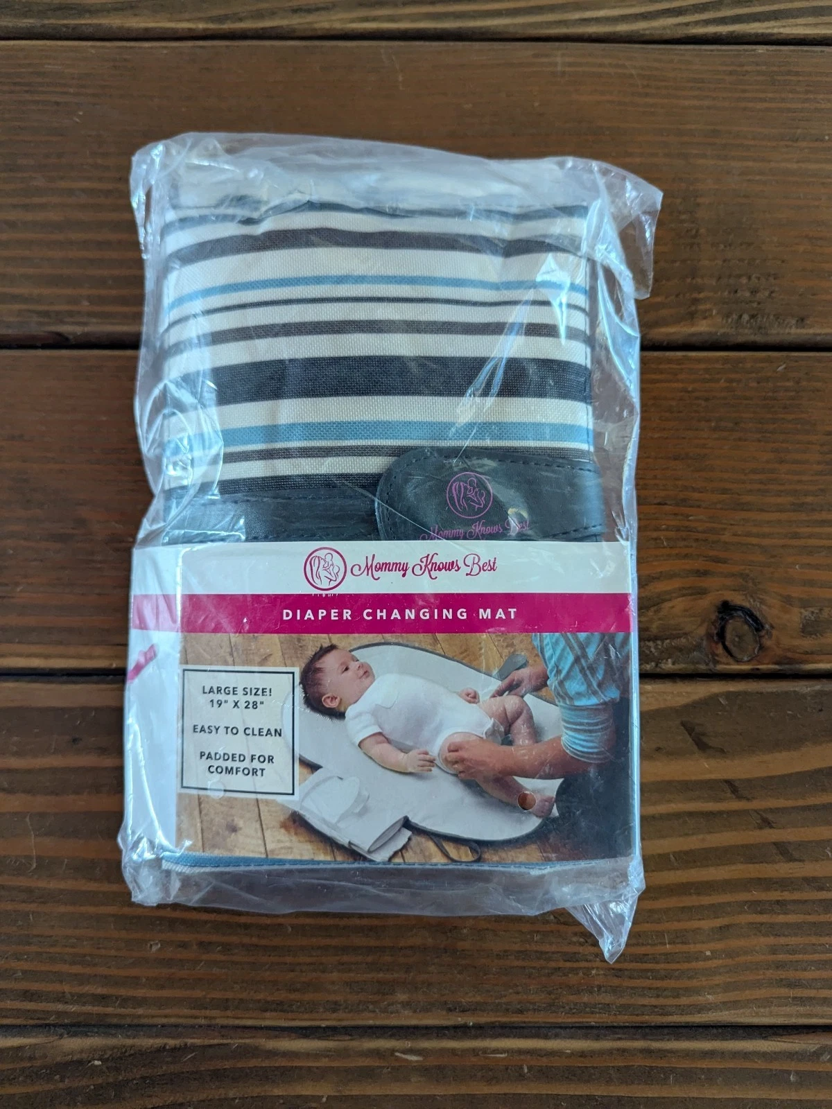 Diaper Changing Pad By Mommy Knows Best - Large Size 19" X 28" Blue Stripes