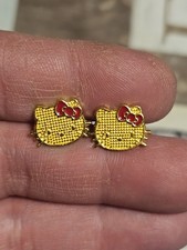 Gold Tone Hello Kitty Earring Studs