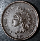 1865 INDIAN HEAD CENT - With LIBERTY & Near 4 DIAMONDS - AU UNC