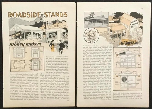 Roadside Stands 1932 HowTo Design PLANS Farm Produce Lunch Concession Fruit