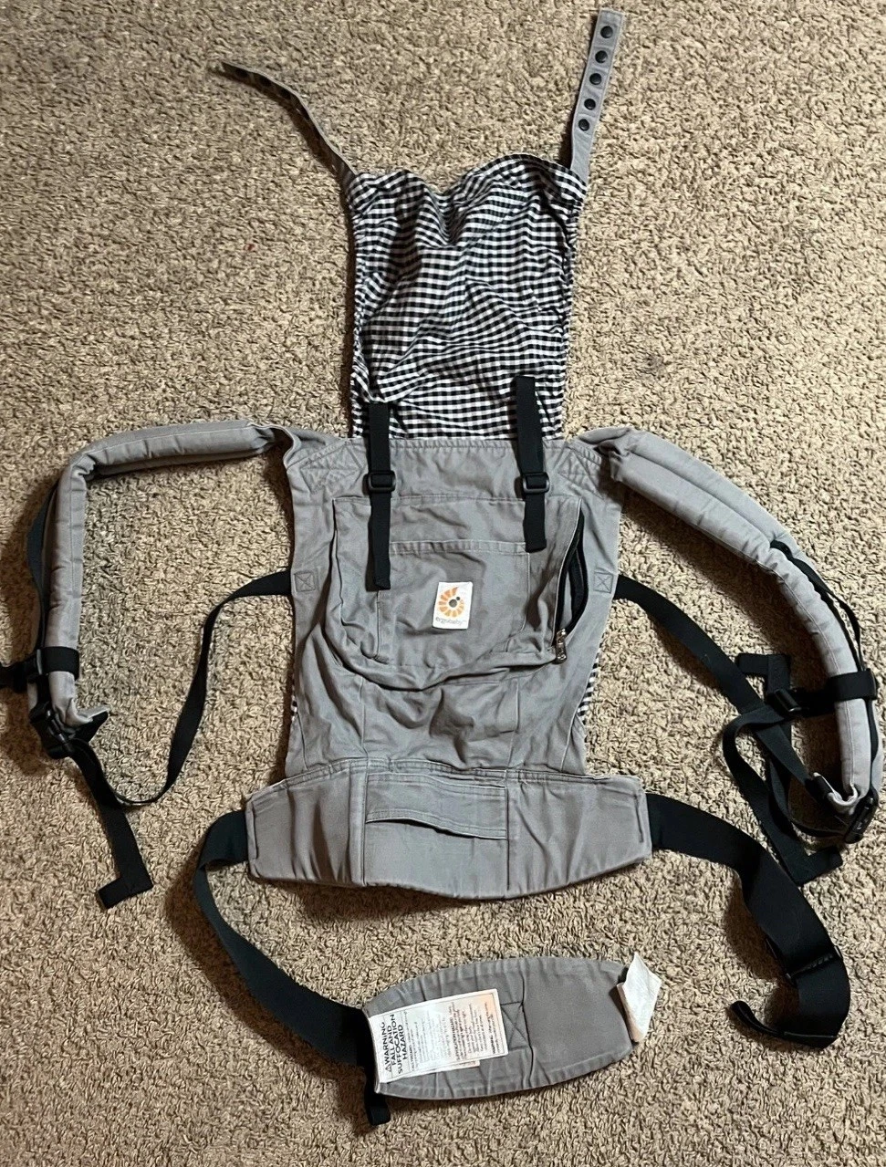 ERGO Baby Carrier Original Organic Performance Gray Black 12-45 lbs