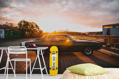 3D Cars Sunset Landscape Wall Murals Wallpaper Murals Wall Sticker 2