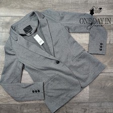 Banana Republic Single Button Blazer Gray Tailored Career Jacket NWT Size 6