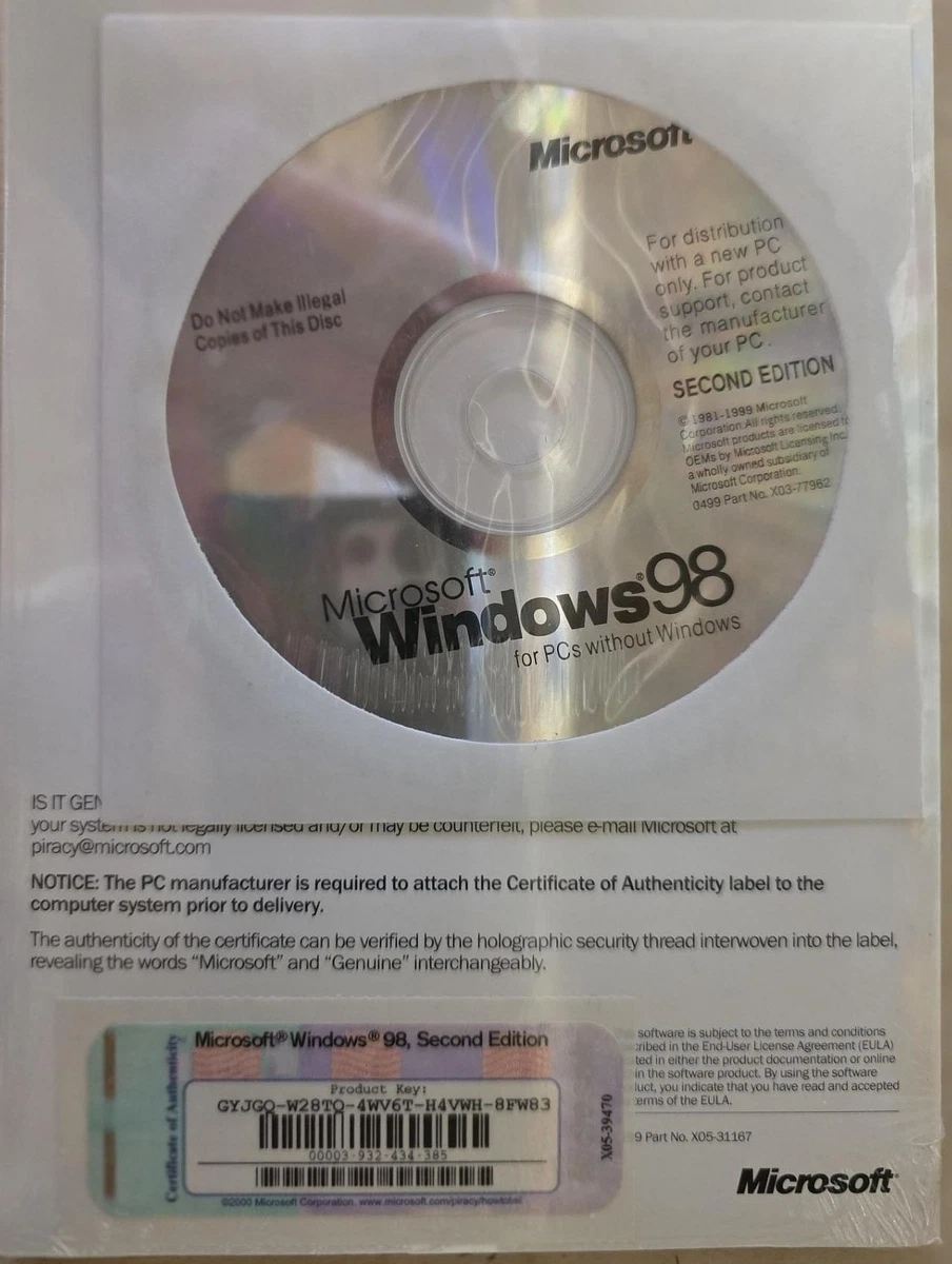 Microsoft Windows 98 Operating System Software for sale | eBay
