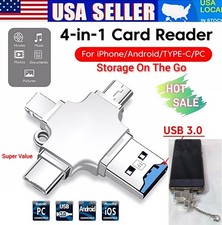USB 3.0 TF/SD Card Adapter Only Flash Drive Type-C OTG iPhone Android PC
