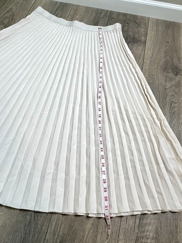 Falda midi plisada acordeón marfil crema H&M talla XL línea A cintura elástica clásica - Imagen 3 de 6