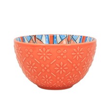 Orange Ceramic Bowl 500ml Tuscany Bohemian Soup Salad 13cm Mediterranean Design