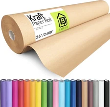 Made in USA Kraft Paper Wide Jumbo Roll 36" X 2400" (200Ft) Ideal for Gift Wrapp