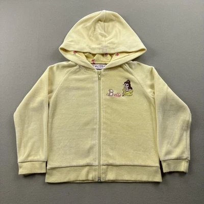 Vintage Disney Princess Belle Hoodie Sweatshirt Girls 4 Yellow Beauty Beast Zip - Image 1 of 4
