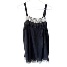 Vintage Victoria Secret Lingerie Chemise Slip Small Black Lace Trim Sheer Teddy