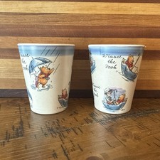 2 Vtg Winnie The Pooh And Friends Rainy Day Children  s Cup Plastic
